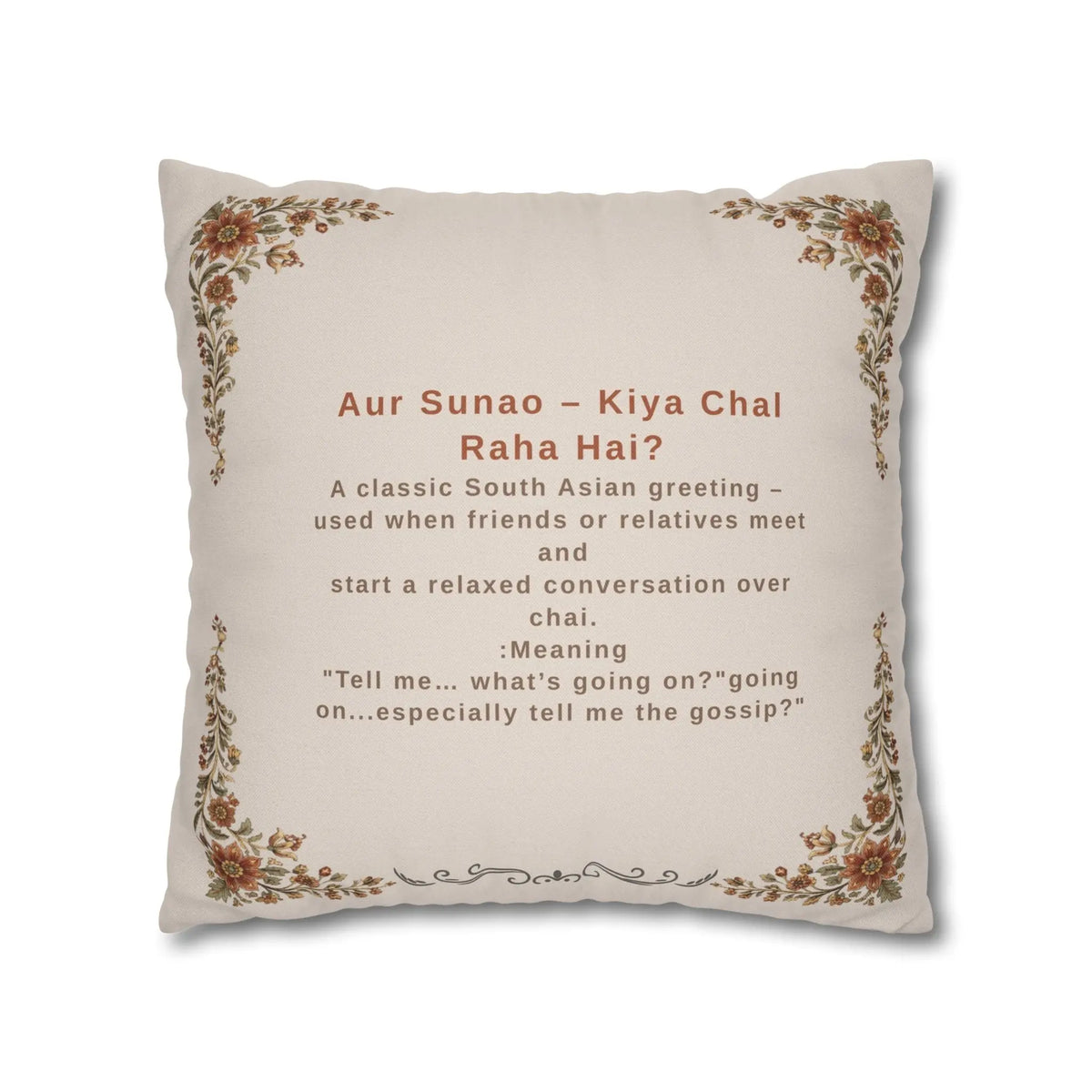 Aur Sunao Cushion Cover – Funny Desi Quote Pillow Decor – SZHeritage