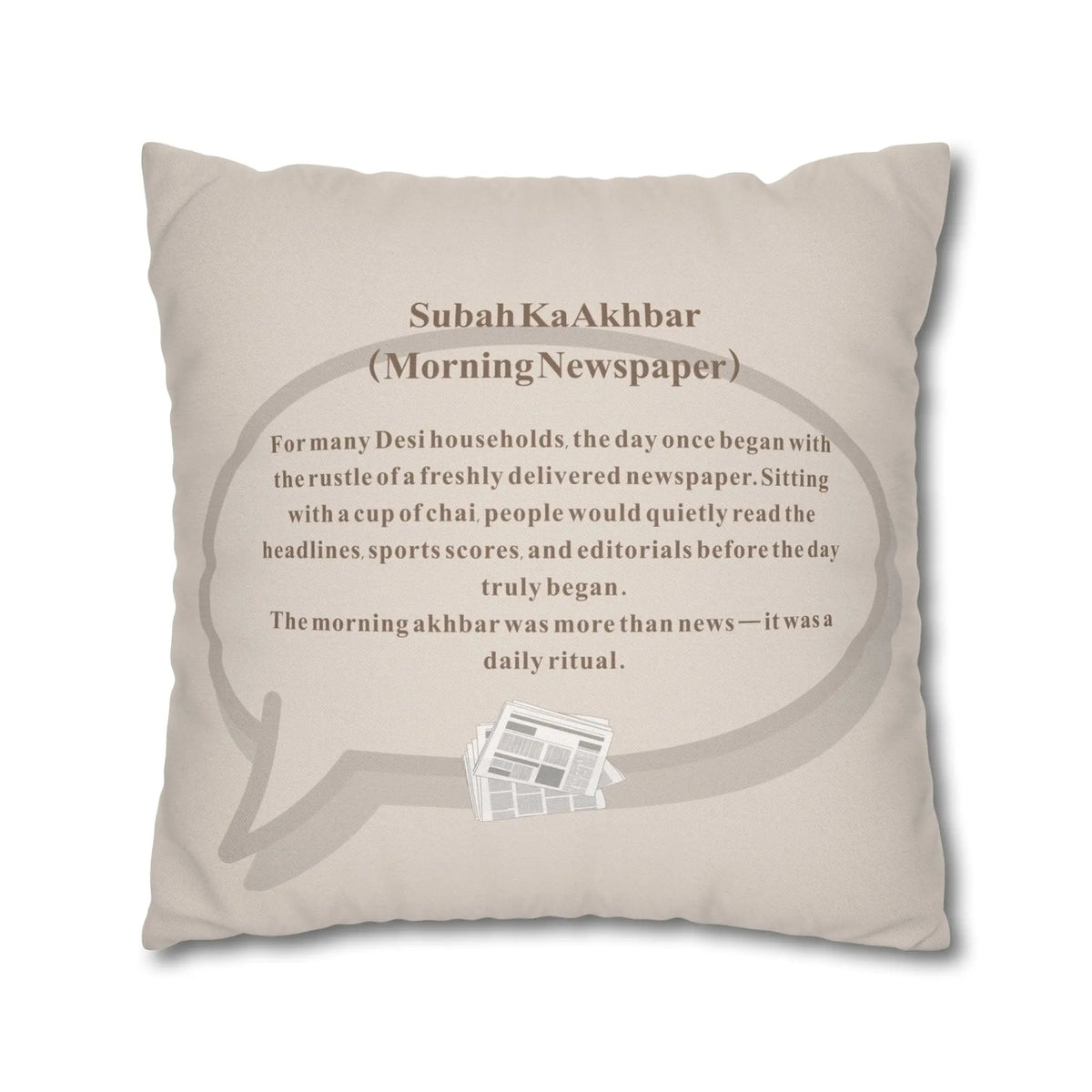 Subah Ka Akhbar Cushion Cover – Desi Quote Home Decor Pillow – SZHeritage