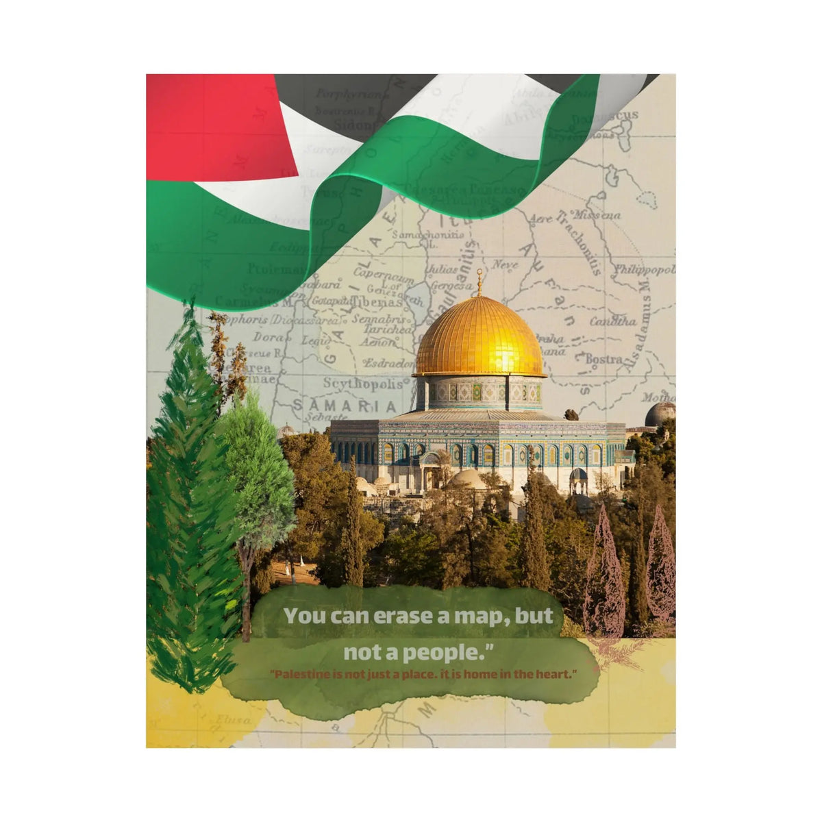 Heart PALESTINE- Wall Art Poster — Elegant Arabic Script Matte Vertical Print Printify