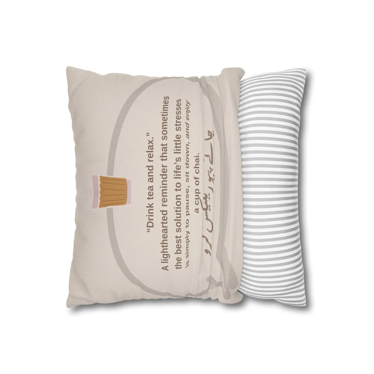Drink Tea and Relax – Relax Mood – Chai Piyo Relax Karo Cushion  Cover– South Asian Home Decor Printify