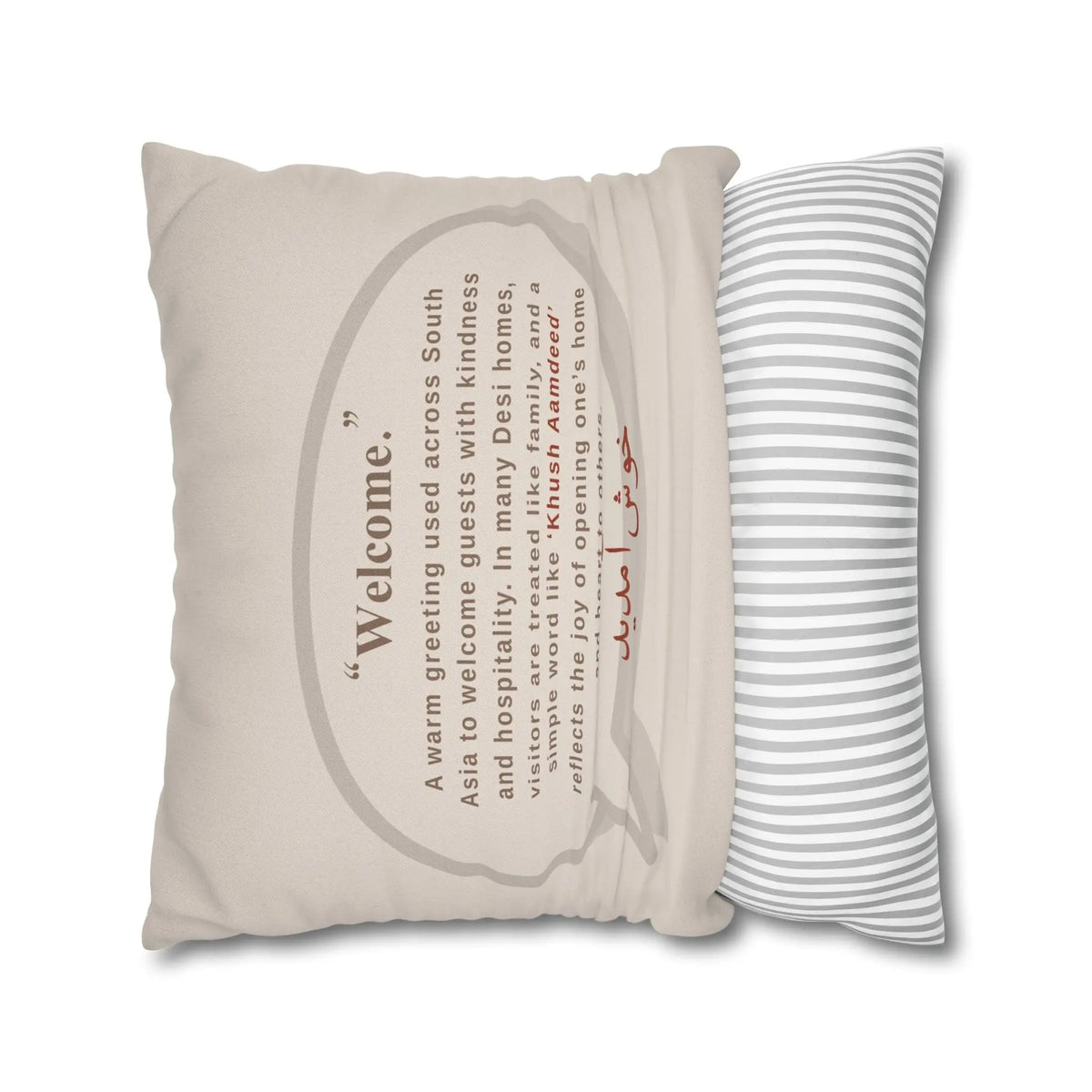 Khush Aamdeed Cushion Cover – Welcome Desi Home Decor Pillow – SZHeritage