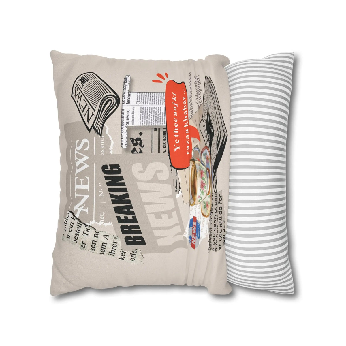 Morning News  – Subah Ka Akhbar Cushion Cover – South Asian Home Decor – Desi Humor Pillow – Cultural Gift Printify