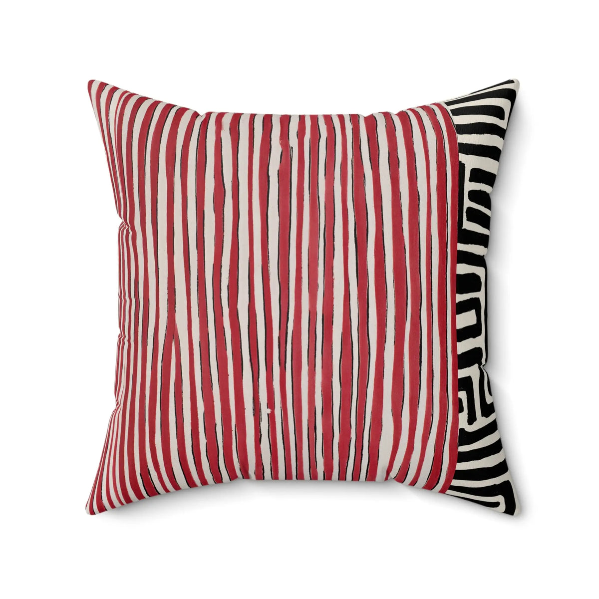 Monochrome Maze Faux Suede Cushion - Geometric Modern Throw Pillow - SZHeritage