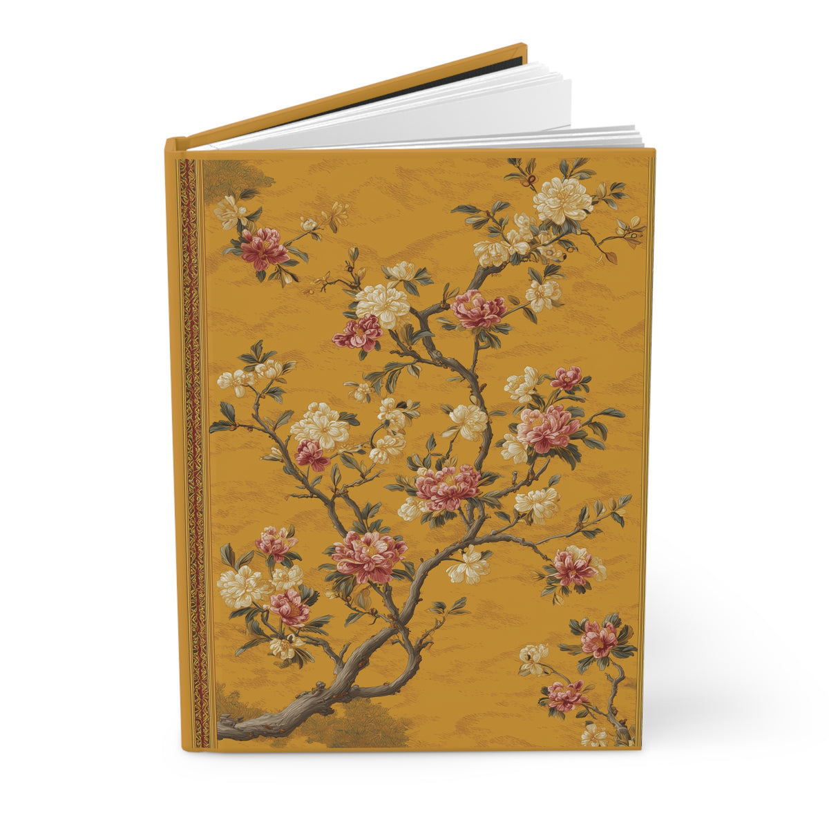 Plum Blossom Botanical Journal - Vintage Mustard Hardcover Notebook - SZHeritage