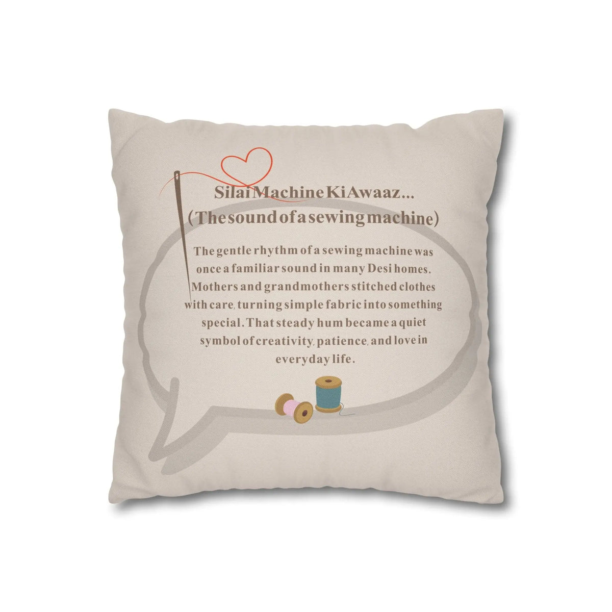 Silai Machine ki Awaaz-Square  Cushion Cover- Cultural Gift- Desi Home Decor Printify