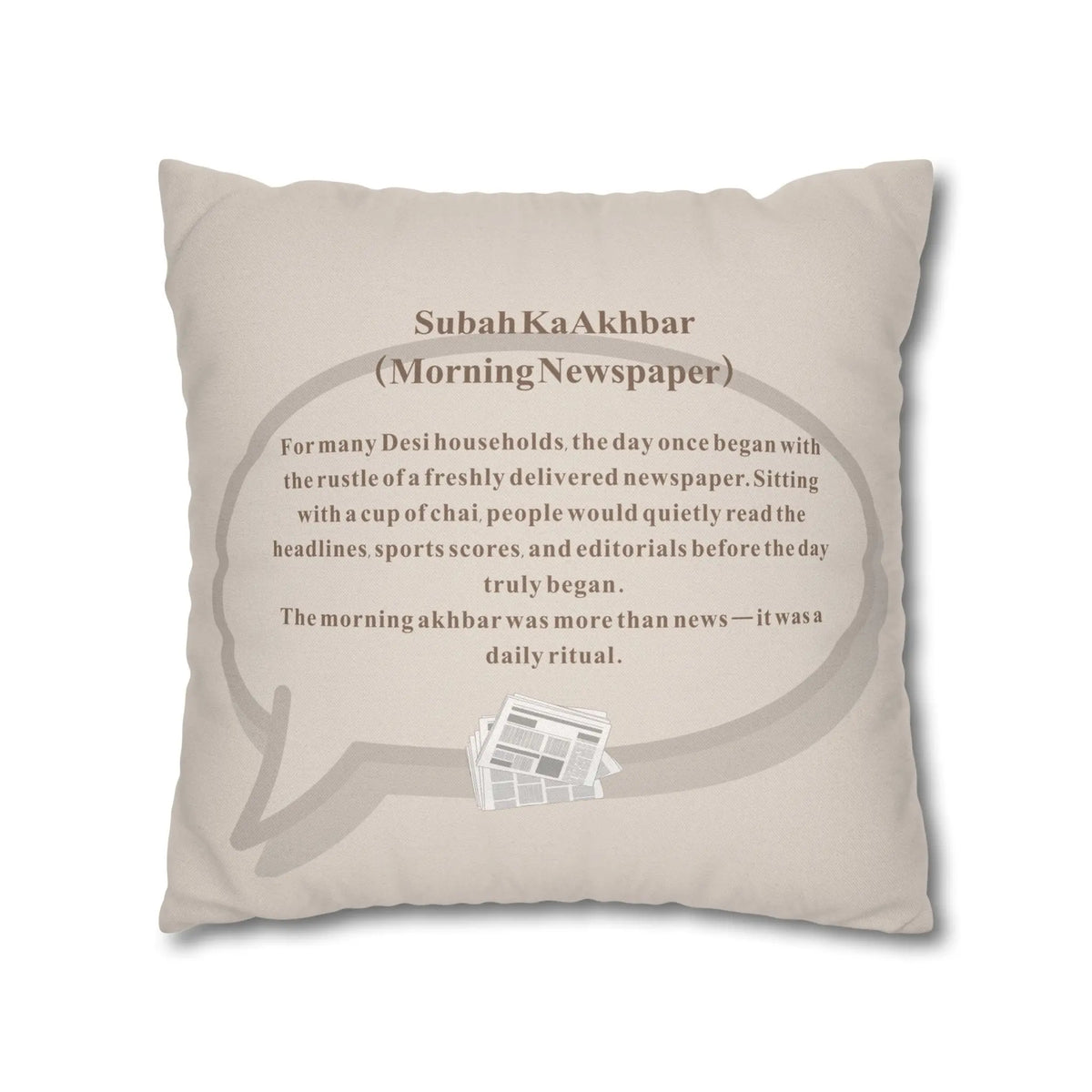 Morning News  – Subah Ka Akhbar Cushion Cover – South Asian Home Decor – Desi Humor Pillow – Cultural Gift Printify