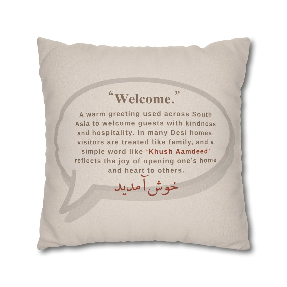Khush Aamdeed Cushion Cover – Welcome Desi Home Decor Pillow – SZHeritage