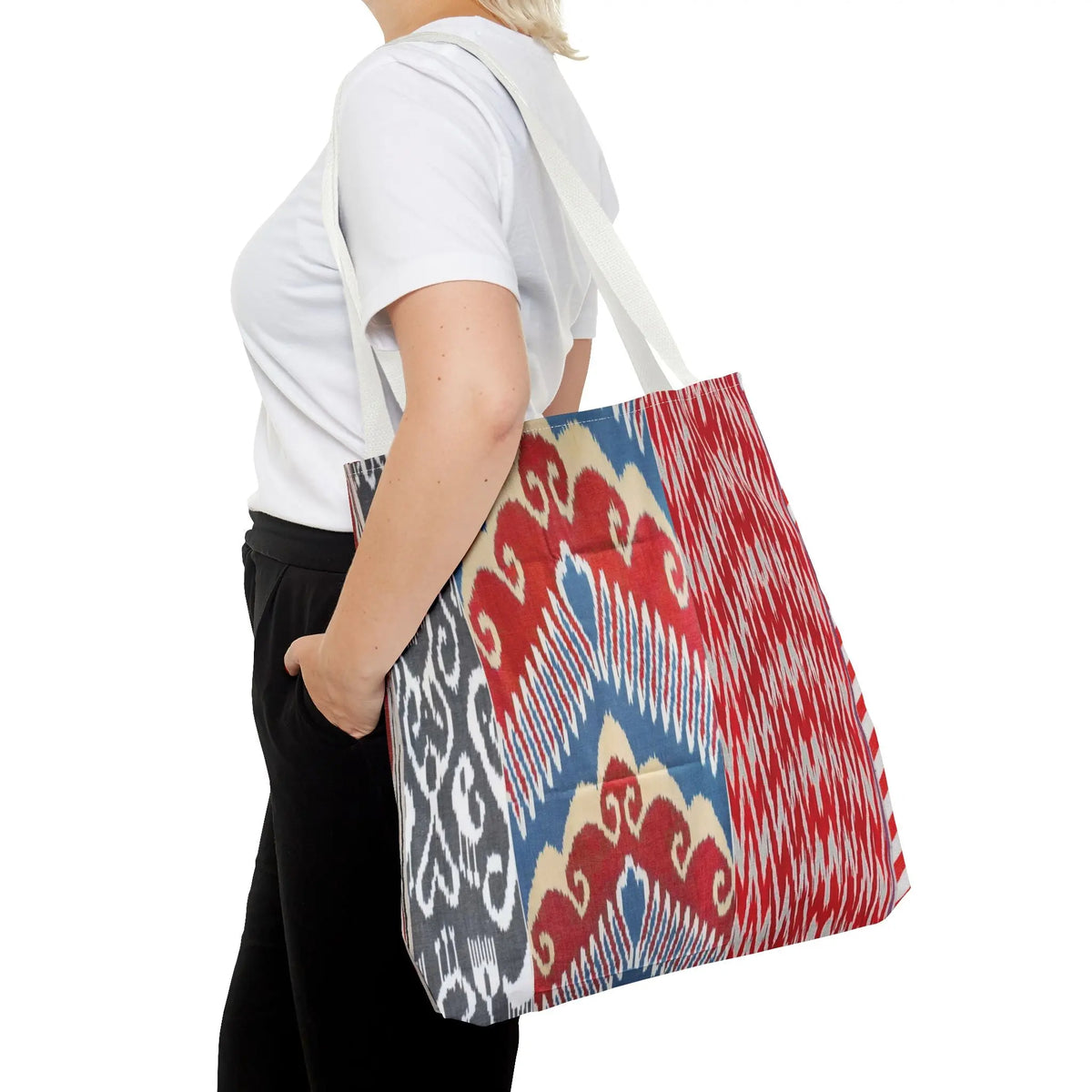 Boho Ikat Tribal Tote Bag - Ethnic Chevron Canvas Bag - SZHeritage