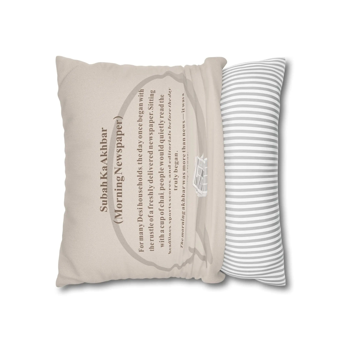 Subah Ka Akhbar Cushion Cover – Desi Quote Home Decor Pillow – SZHeritage