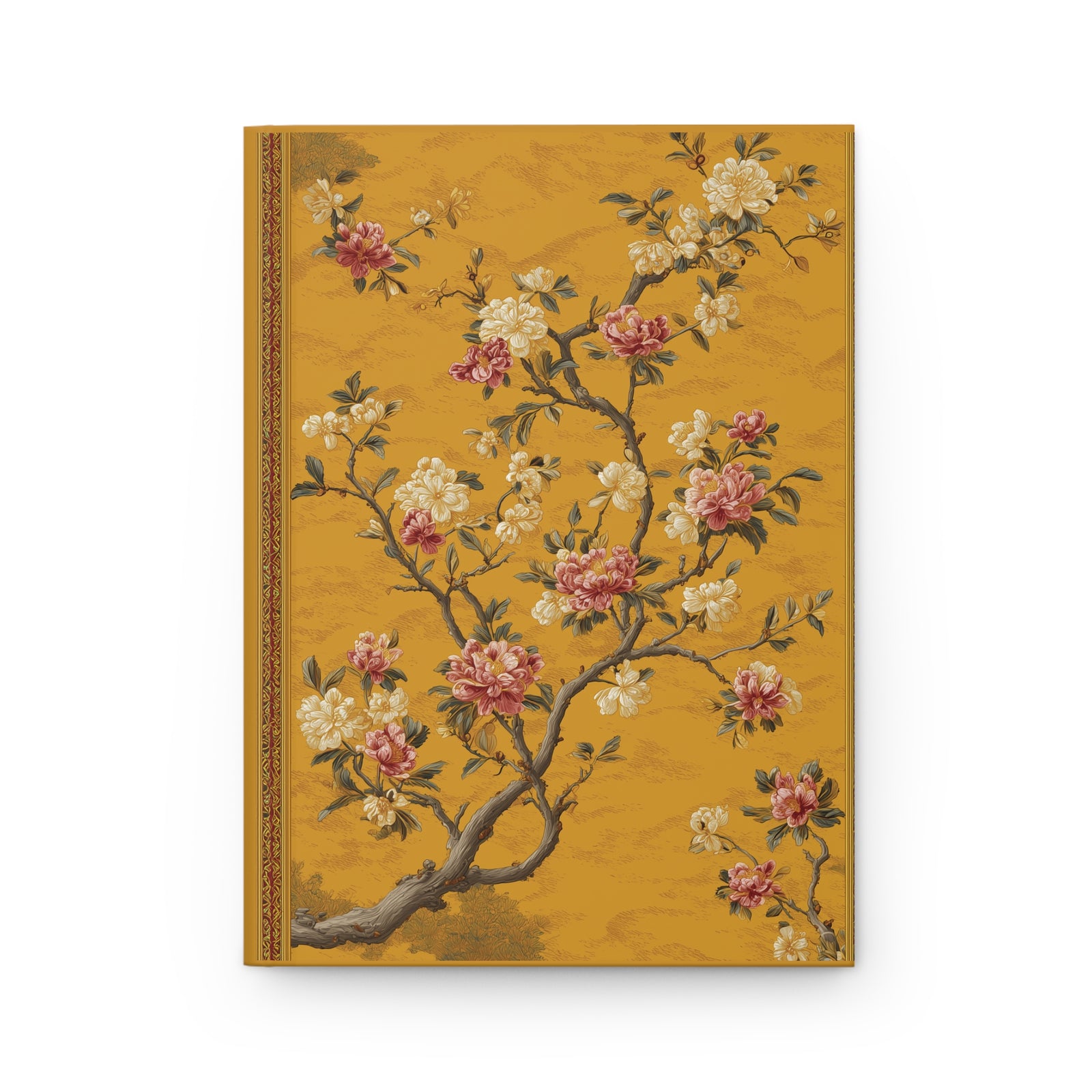 Plum Blossom Botanical Journal - Vintage Mustard Hardcover Notebook - SZHeritage
