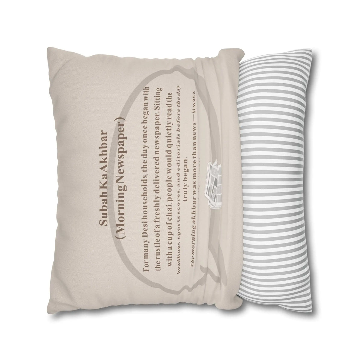Subah Ka Akhbar Cushion Cover – Desi Quote Home Decor Pillow – SZHeritage