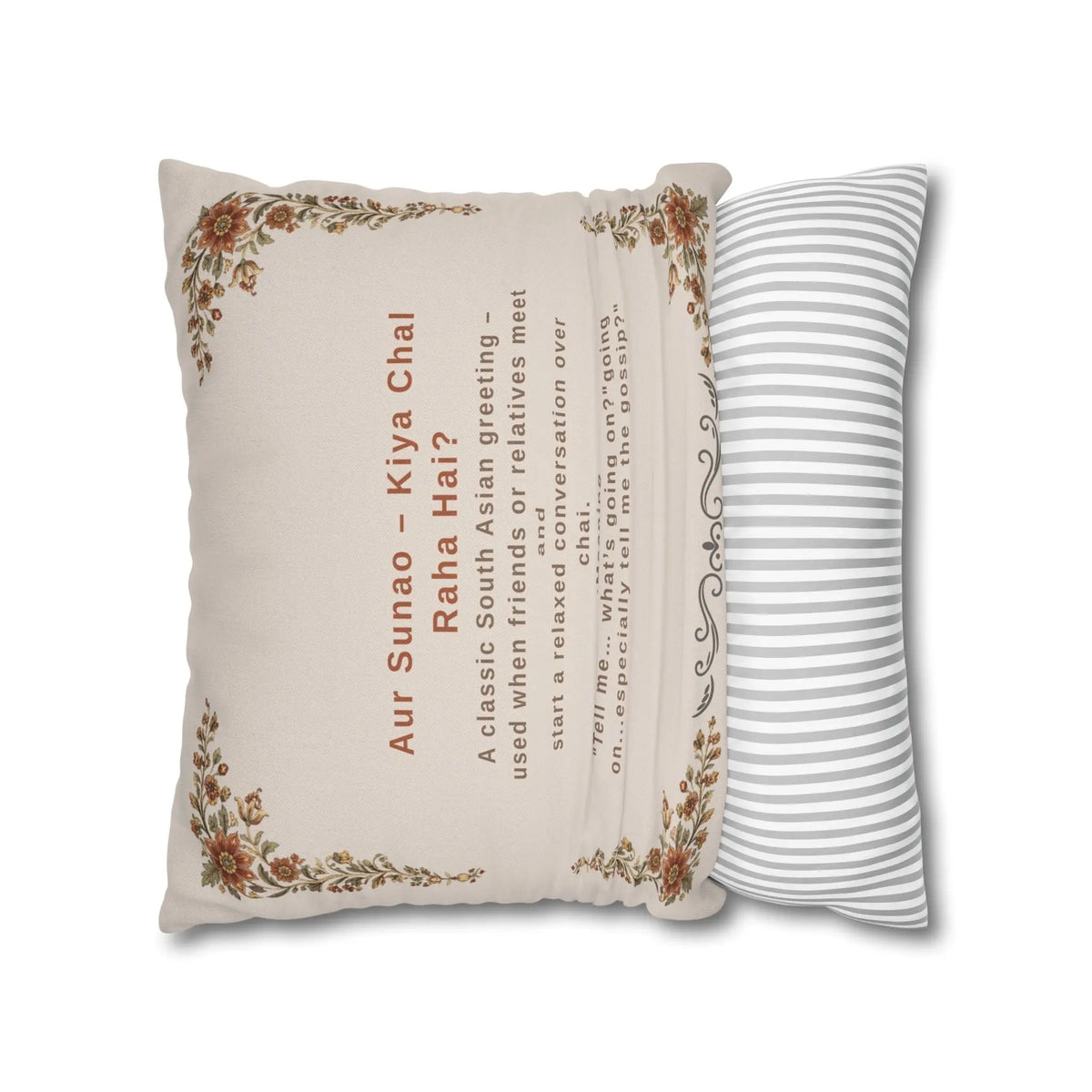 Tell Me whats up? Aur Sunao Kiya Chal Raha Hai? Cushion Cover – South Asian Home Decor Printify