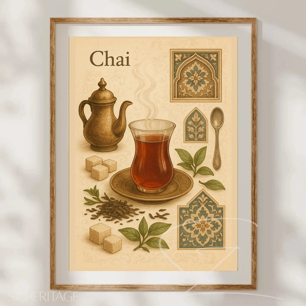 Kehwa Chai – Retro Kitchen Wall Art  Print– Vibrant Cultural Home Accent – Bohemian Vibes – Nostalgic South Asian Tea Poster Printify