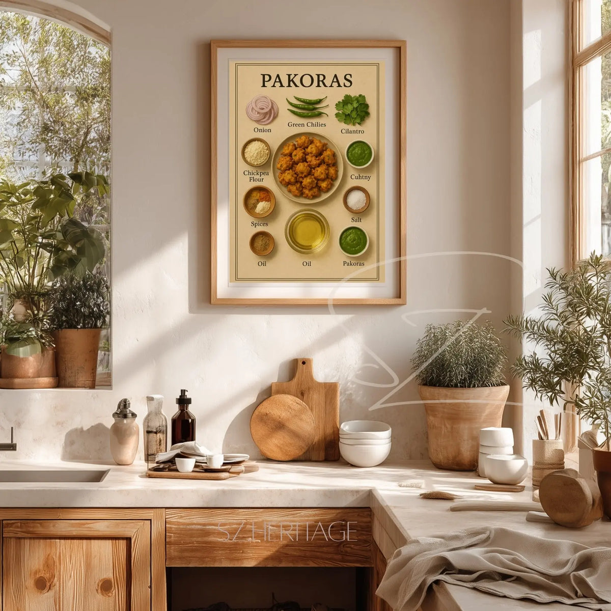 Pakoras – Retro Kitchen Wall Art – Vibrant Cultural Home Accent – Bohemian Vibes – Nostalgic South Asian Food Poster Printify