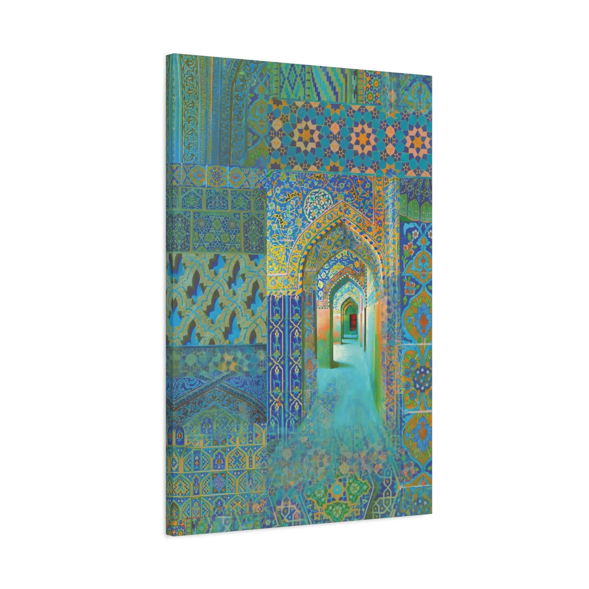 Blue &amp; Gold Islamic Archway Canvas - Mosque Mosaic Wall Art - SZHeritage