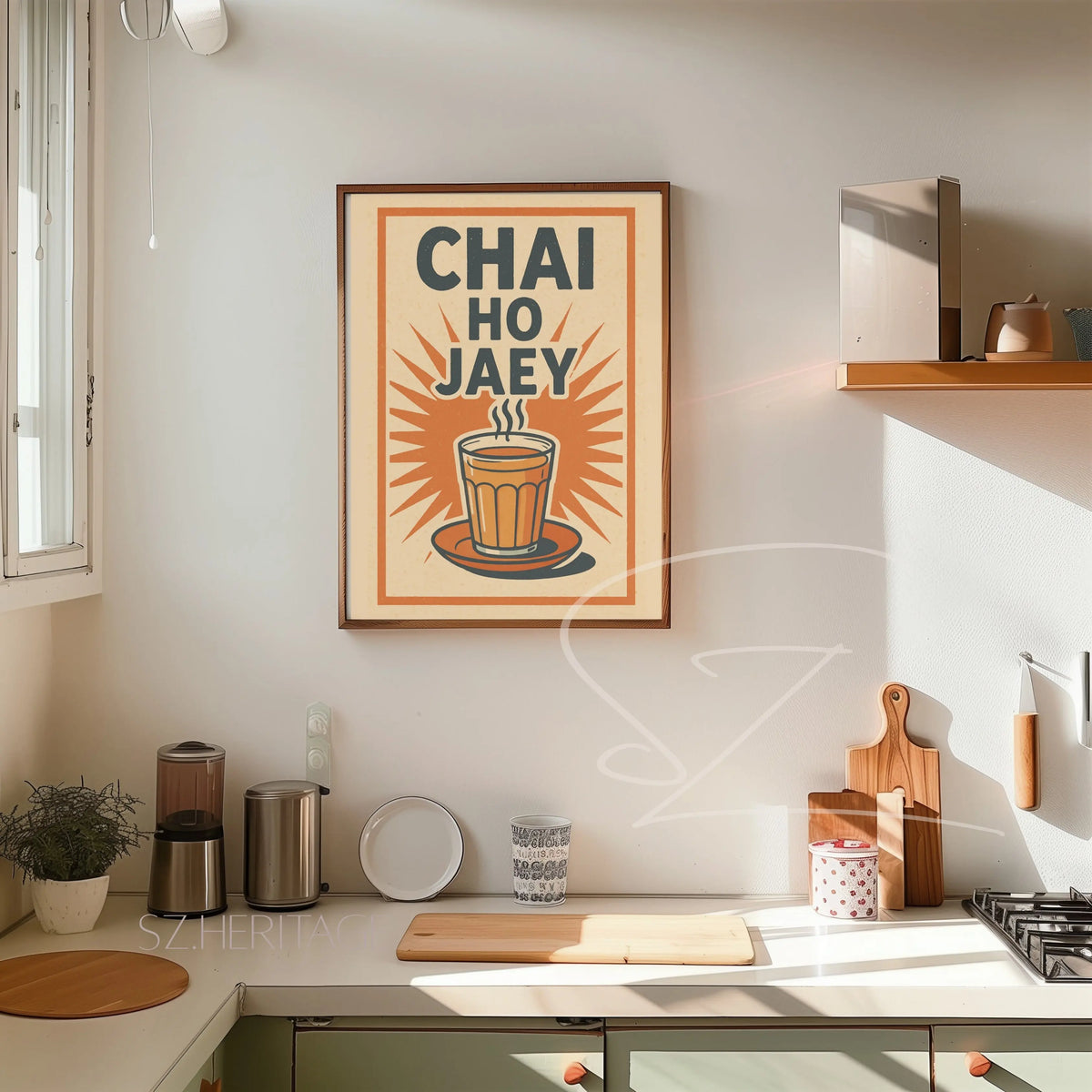 Chai Ho Jaey? – Retro Invitation Wall Art – Vibrant Kitchen Decor   – Nostalgic Tea Time Poster Printify