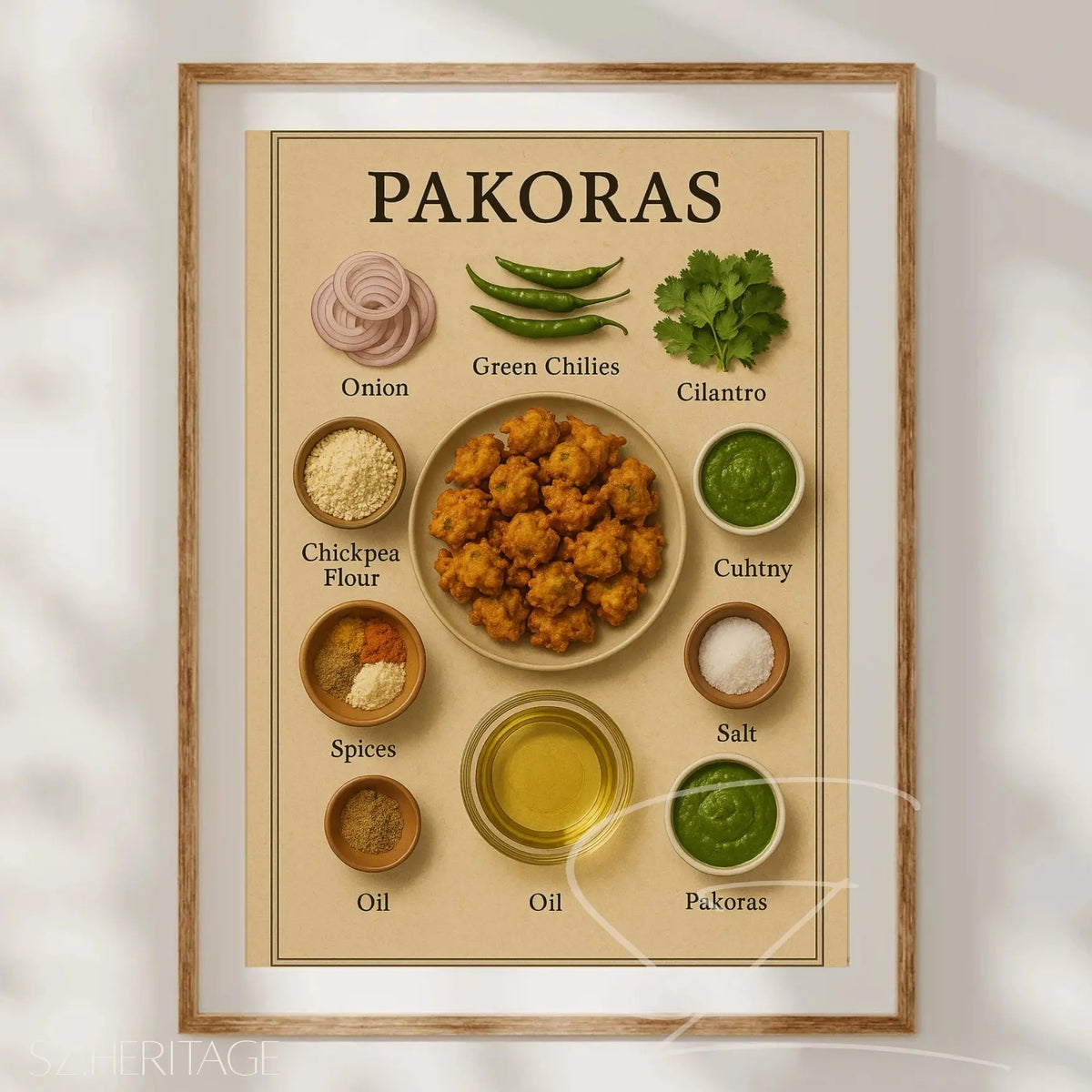 Pakoras Retro Kitchen Wall Art - Desi Heritage Food Poster Print - SZHeritage
