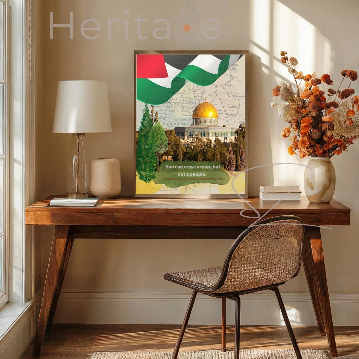 Heart Palestine Calligraphy Poster - Islamic Solidarity Wall Art - SZHeritage