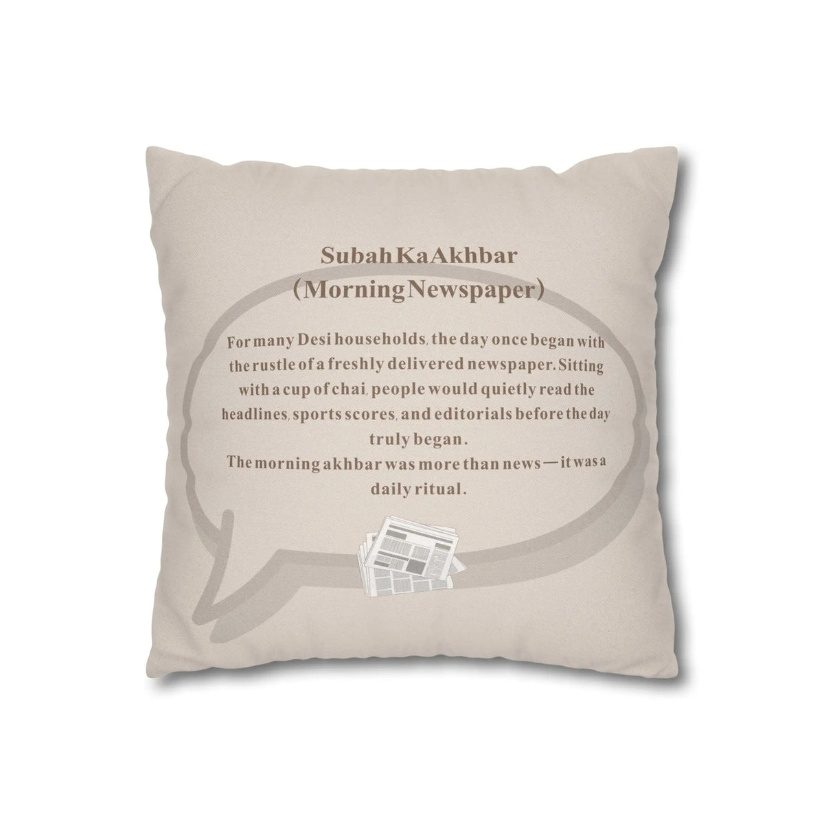 Subah Ka Akhbar Cushion Cover – Desi Quote Home Decor Pillow – SZHeritage
