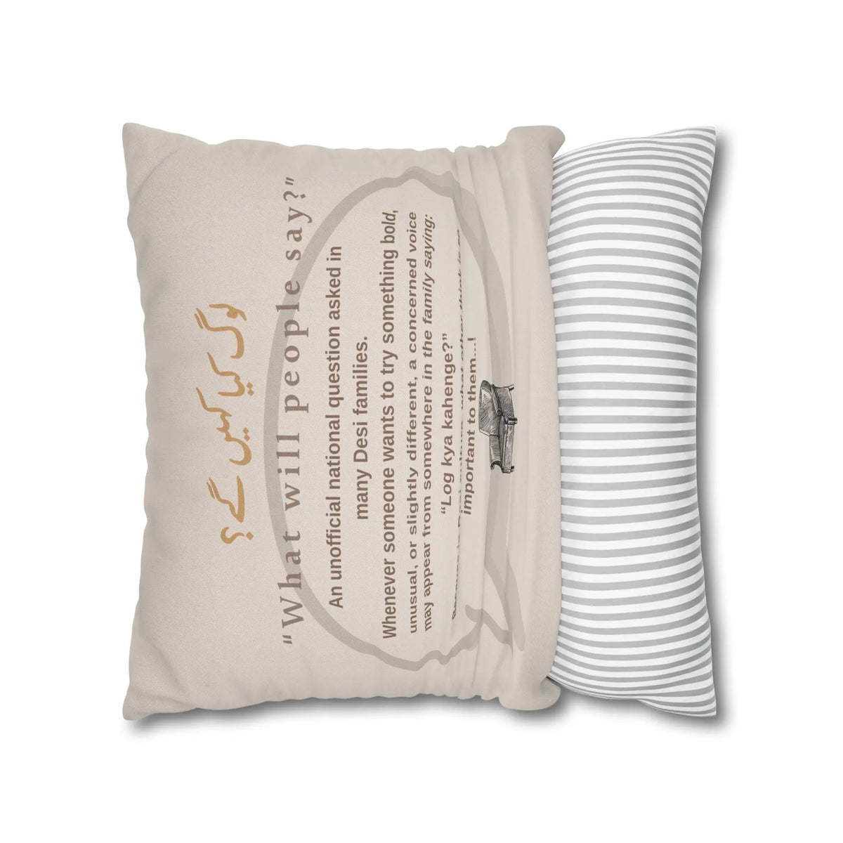 Log Kya Kahenge Cushion Cover – Desi Quote Home Decor Pillow – SZHeritage