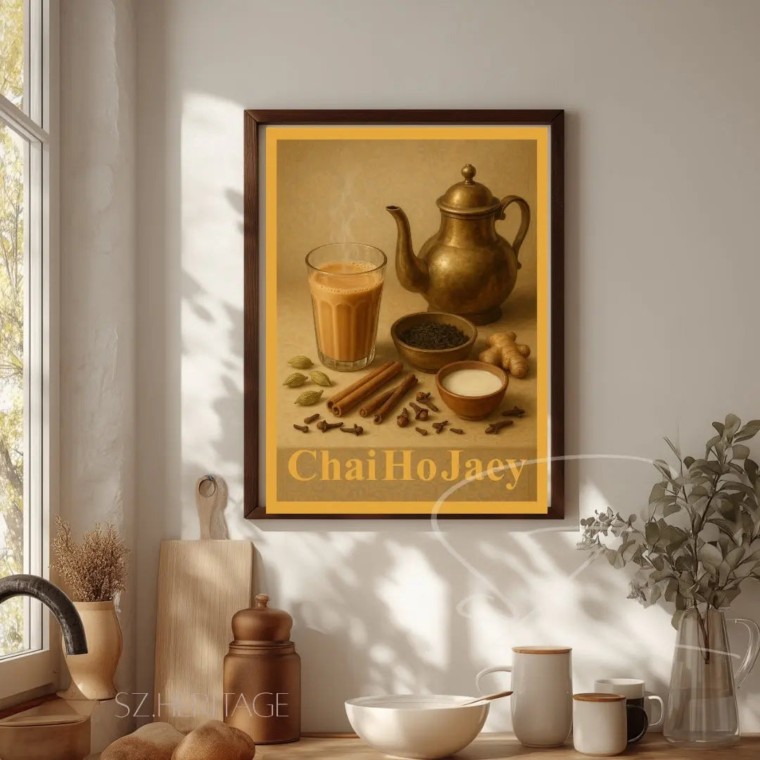 Chai Ho Jaey? – Desi Invitation Wall Art – Vibrant Kitchen Decor – Cultural Home Accent – Bohemian Vibes – Nostalgic Tea Time Poster Printify