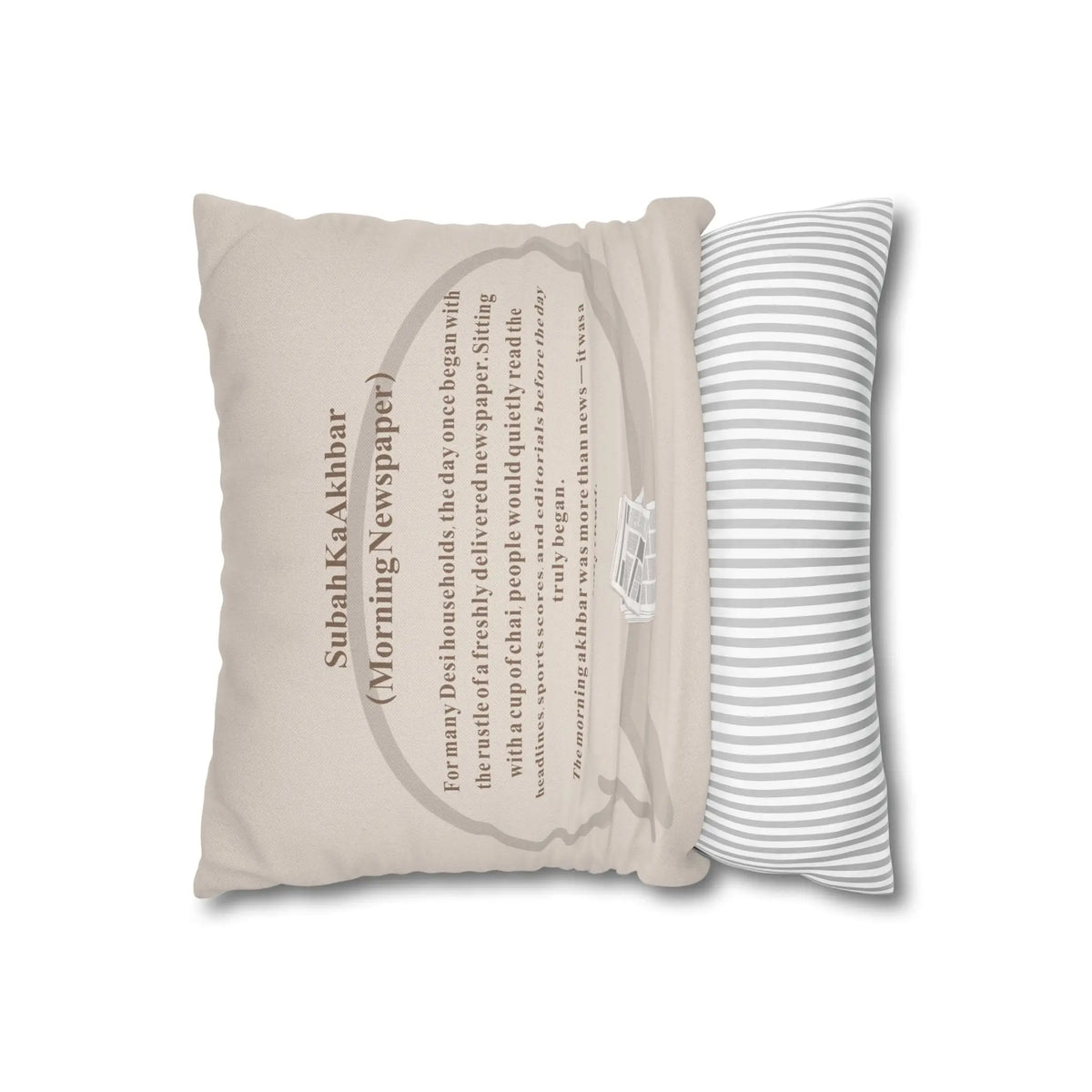 Subah Ka Akhbar Cushion Cover – Desi Quote Home Decor Pillow – SZHeritage