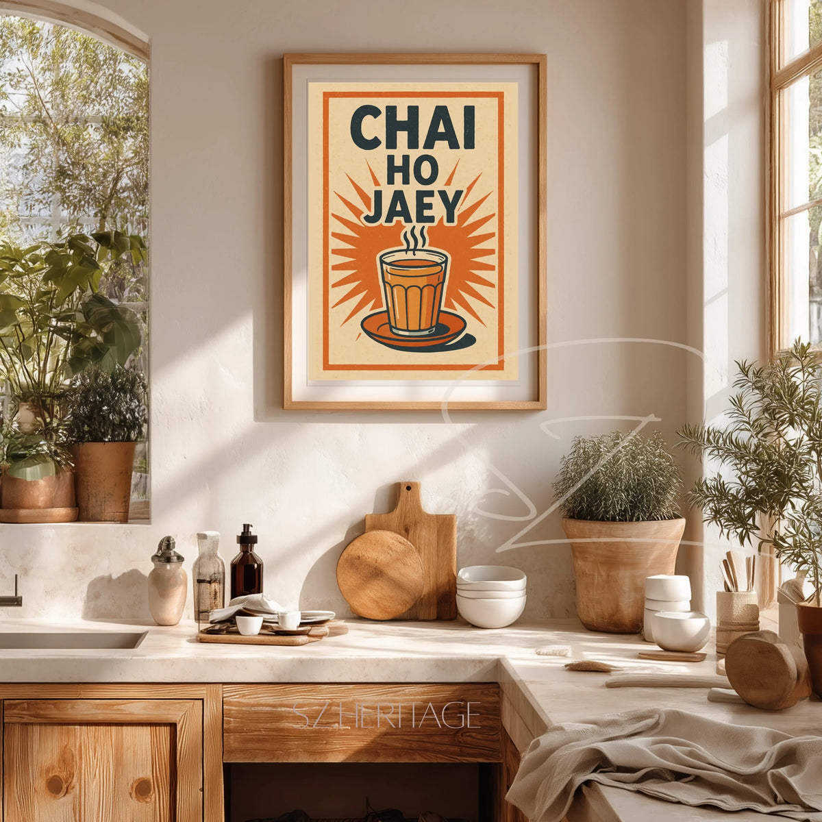 Chai Ho Jaey? – Retro Invitation Wall Art – Vibrant Kitchen Decor   – Nostalgic Tea Time Poster Printify