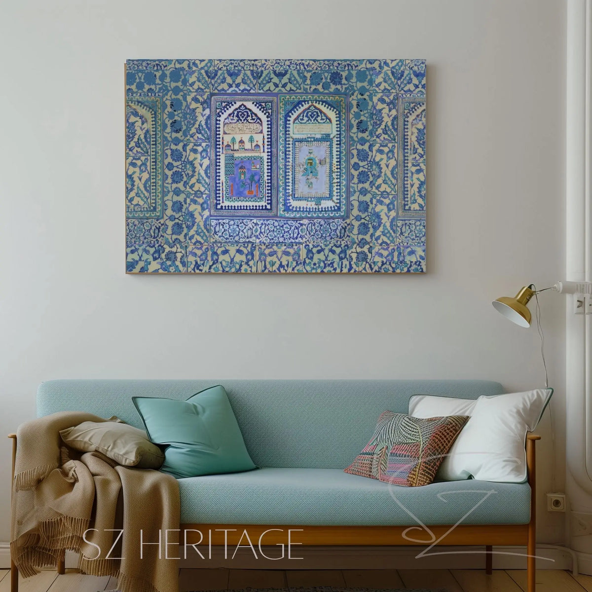 Makkah &amp; Madinah Ottoman Iznik Tile Art - Islamic Wall Art Print - SZHeritage