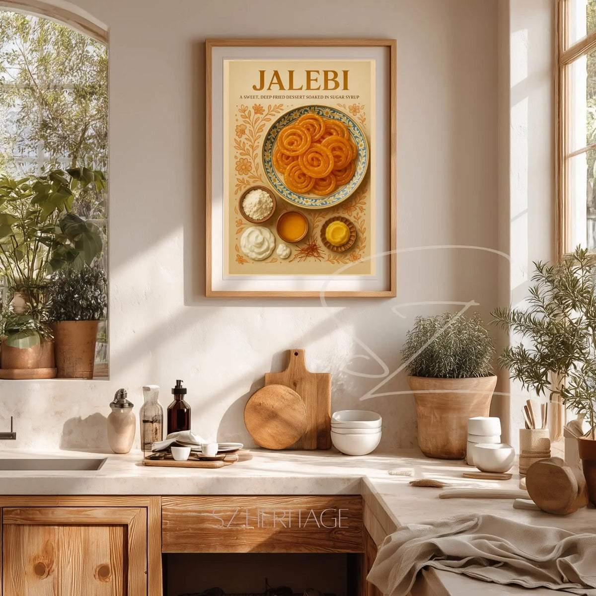 Jalebi – Retro Kitchen Wall Art – Vibrant Cultural Home Accent – Bohemian Vibes – Nostalgic South Asian Food Poster Printify