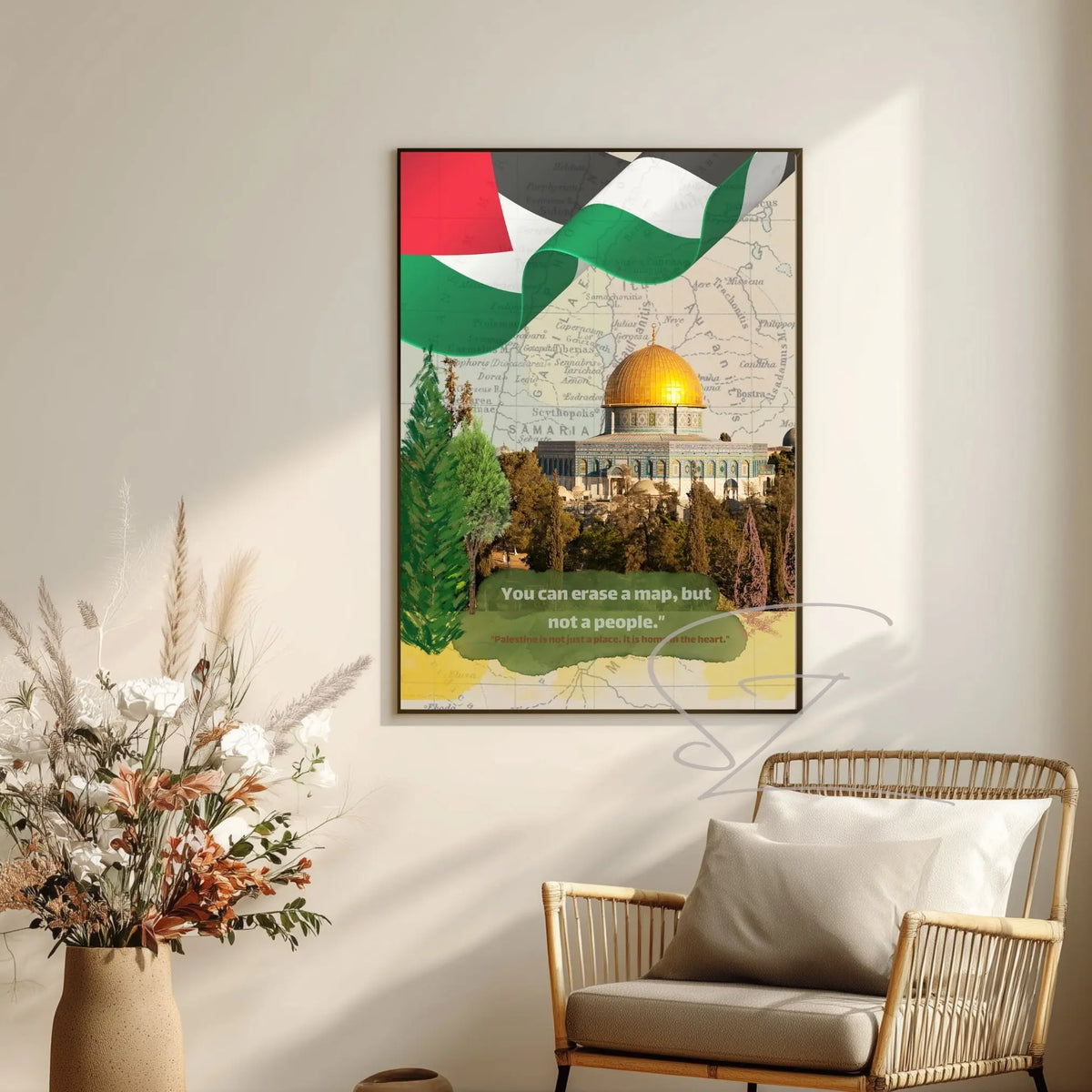 Heart PALESTINE- Wall Art Poster — Elegant Arabic Script Matte Vertical Print Printify
