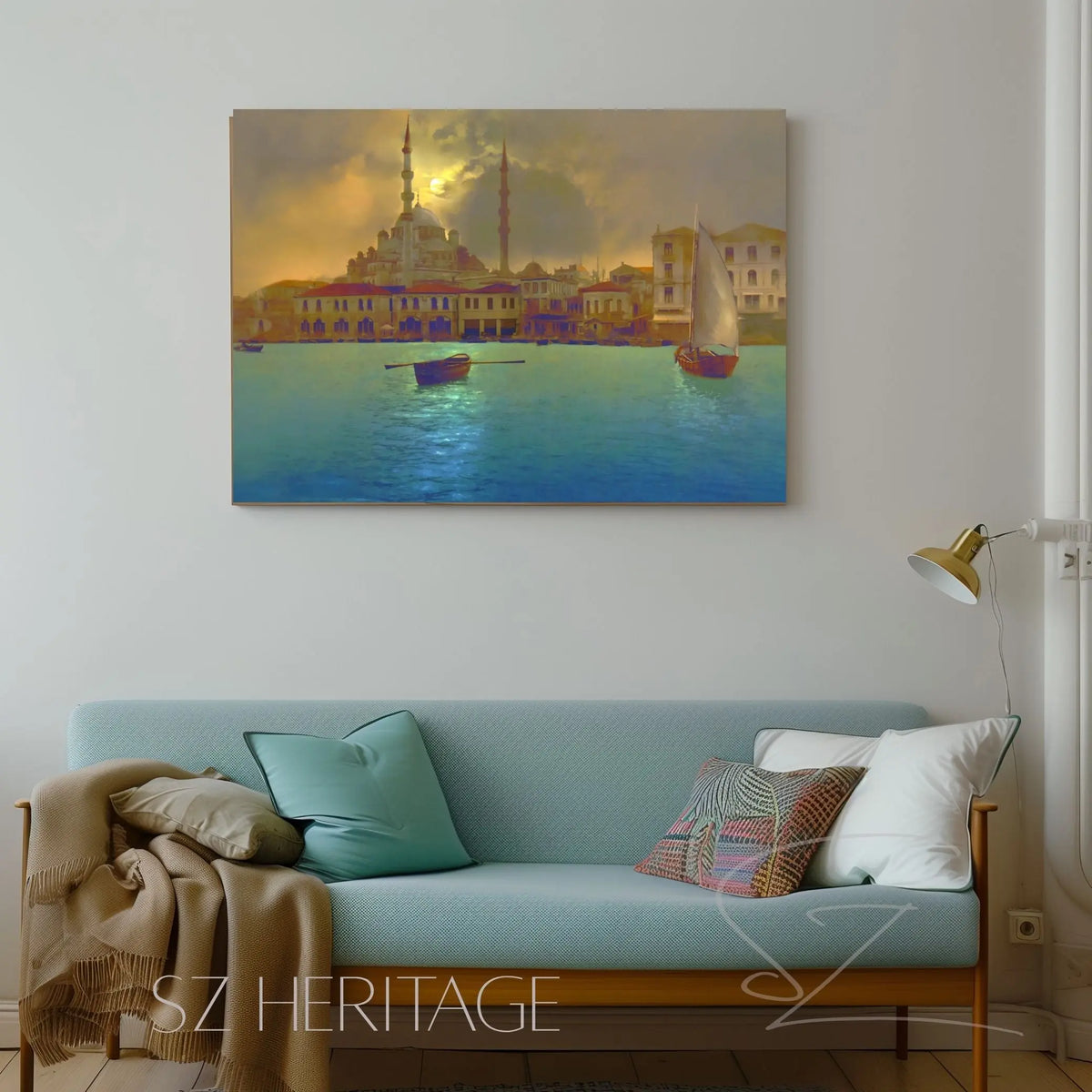 Istanbul Moonlight Mosque Canvas - Islamic Architecture Wall Art - SZHeritage