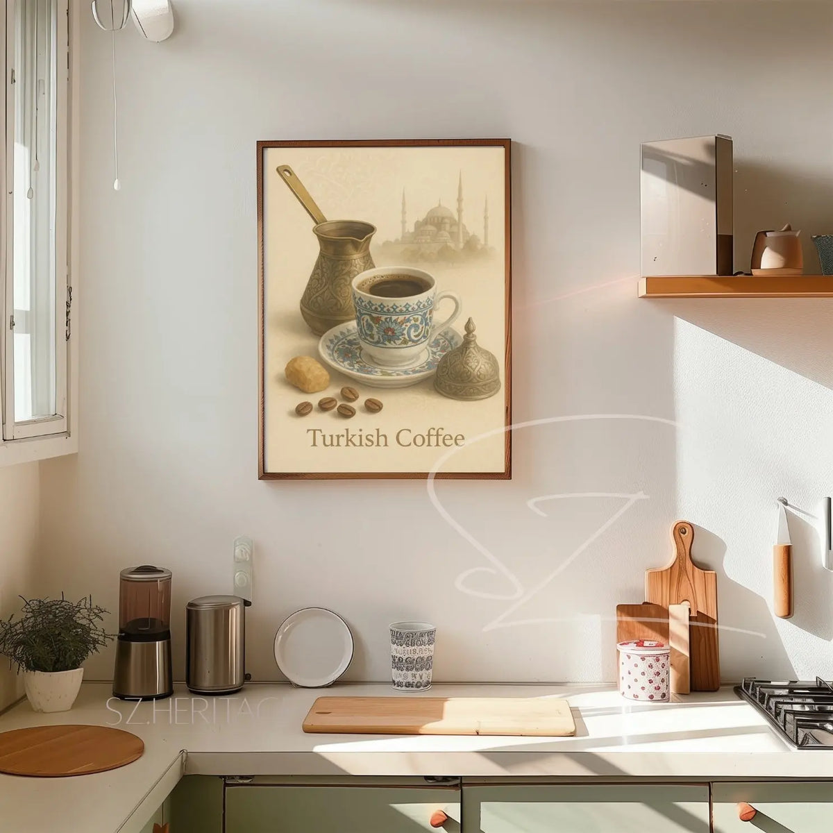 Turkish Coffee – Retro Kitchen Wall Art – Vibrant Cultural Home Accent – Bohemian Vibes – Nostalgic Heritage Coffee Posterc Printify