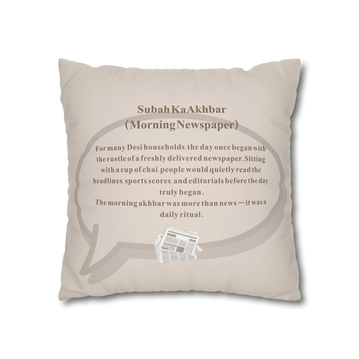 Subah Ka Akhbar Cushion Cover – Desi Quote Home Decor Pillow – SZHeritage