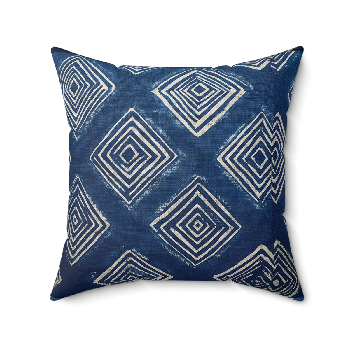 Indigo Diamond Faux Suede Cushion - Geometric Throw Pillow - SZHeritage