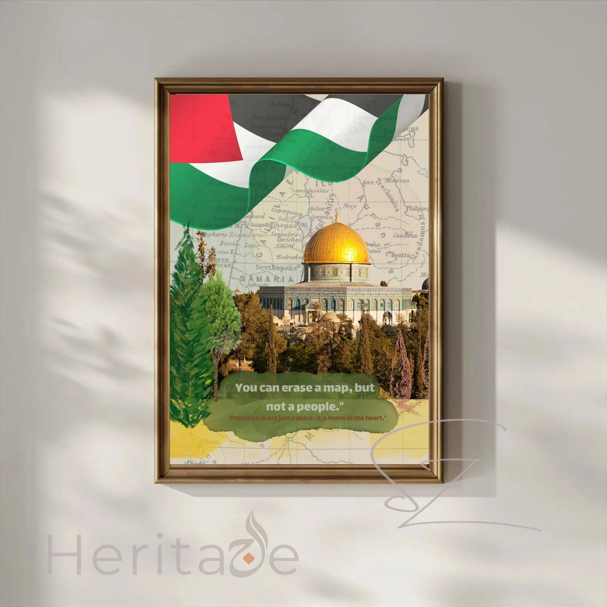 Heart PALESTINE- Wall Art Poster — Elegant Arabic Script Matte Vertical Print Printify