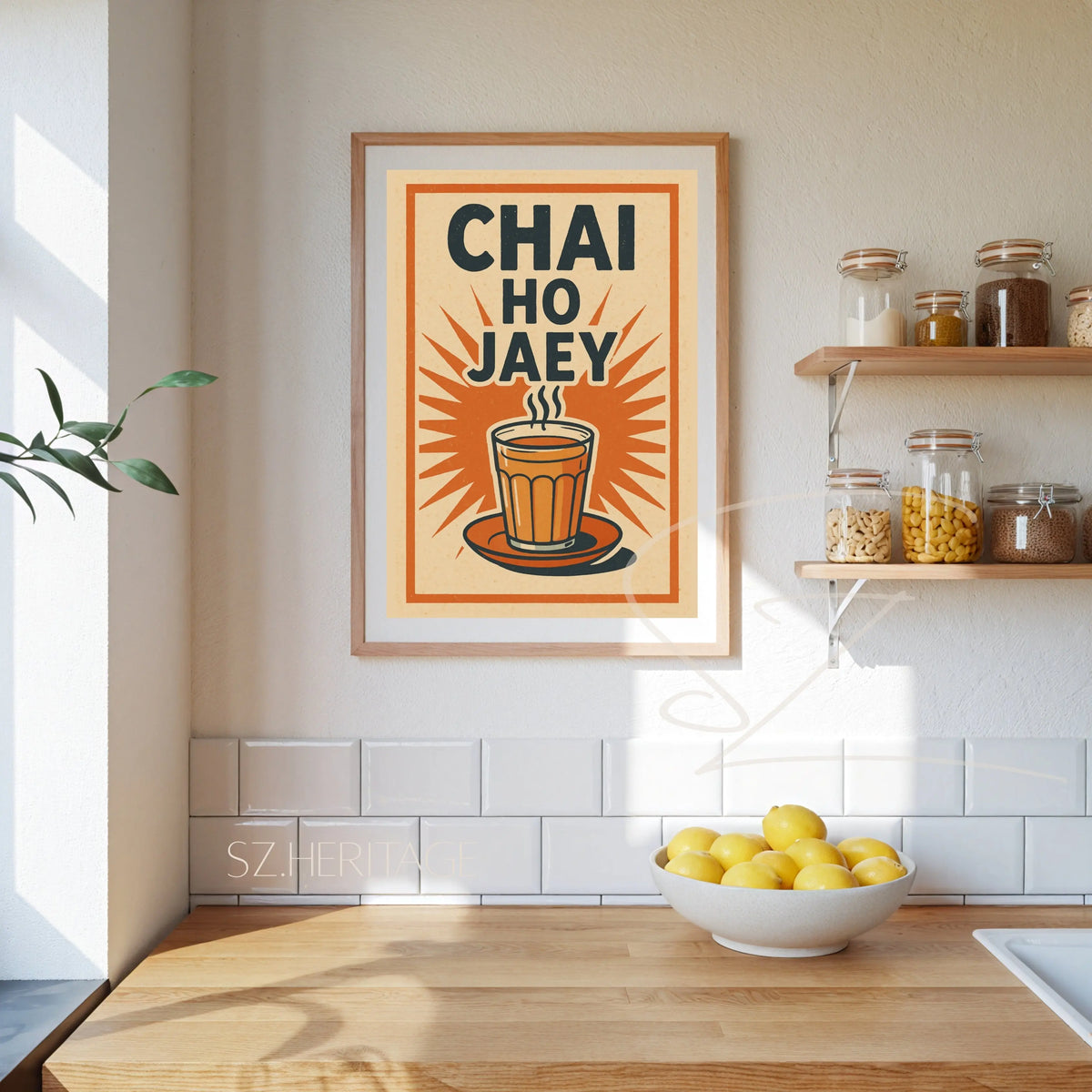 Chai Ho Jaey? – Retro Invitation Wall Art – Vibrant Kitchen Decor   – Nostalgic Tea Time Poster Printify