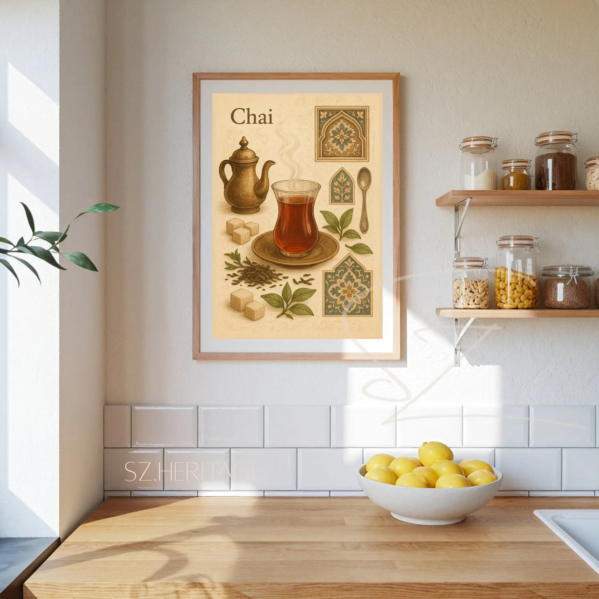 Kehwa Chai Kitchen Wall Art - Desi Heritage Tea Poster Print - SZHeritage