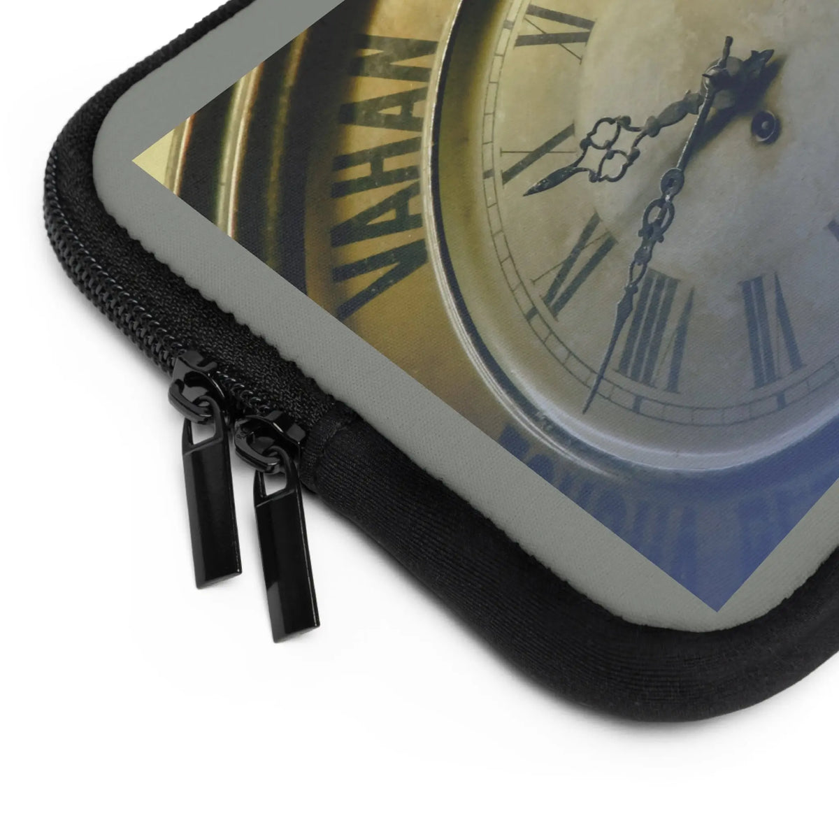 Vintage Clock Face Laptop Sleeve – Antique Timepiece Design – Steampunk Aesthetic Tech Case – Timeless Professional Accessory Printify