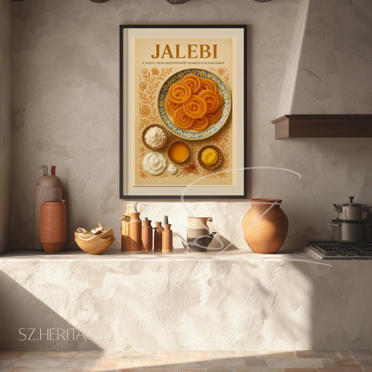Jalebi Kitchen Wall Art Poster - Desi Heritage Dessert Print - SZHeritage