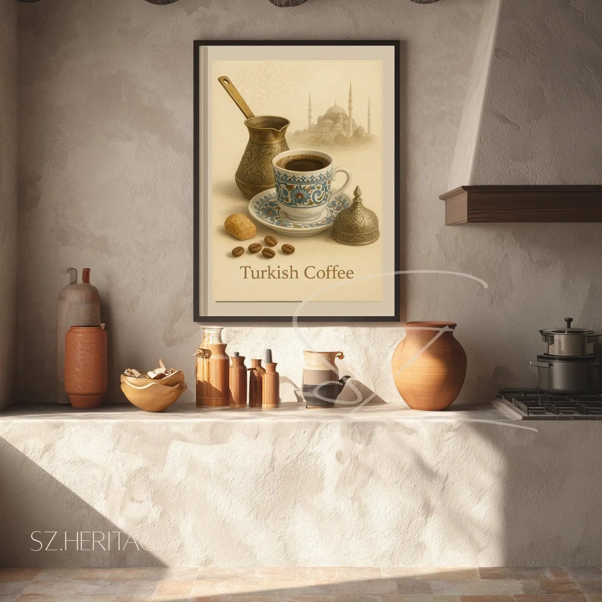 Turkish Coffee Retro Kitchen Poster - Desi Heritage Wall Art - SZHeritage