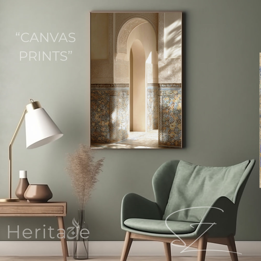 Moroccan Arch Canvas Wall Art - Zellij Tile Islamic Decor - SZHeritage