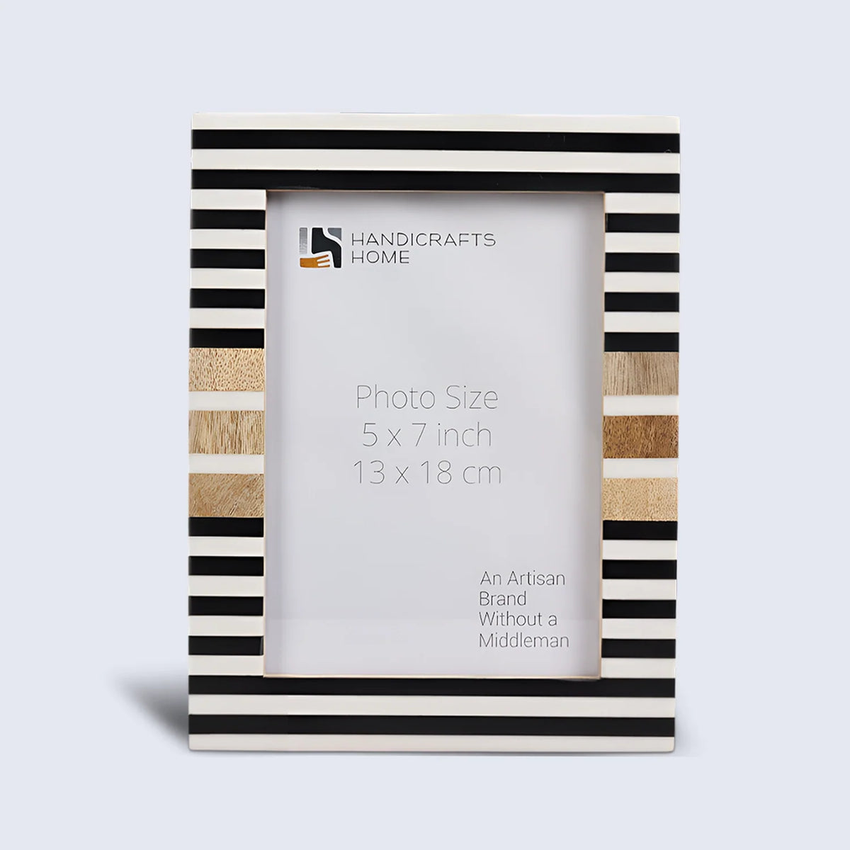 Picture Frame Stripewood Collection Wood &amp; Resin Inlay Black &amp; White – 4x6 &amp; 5x7"