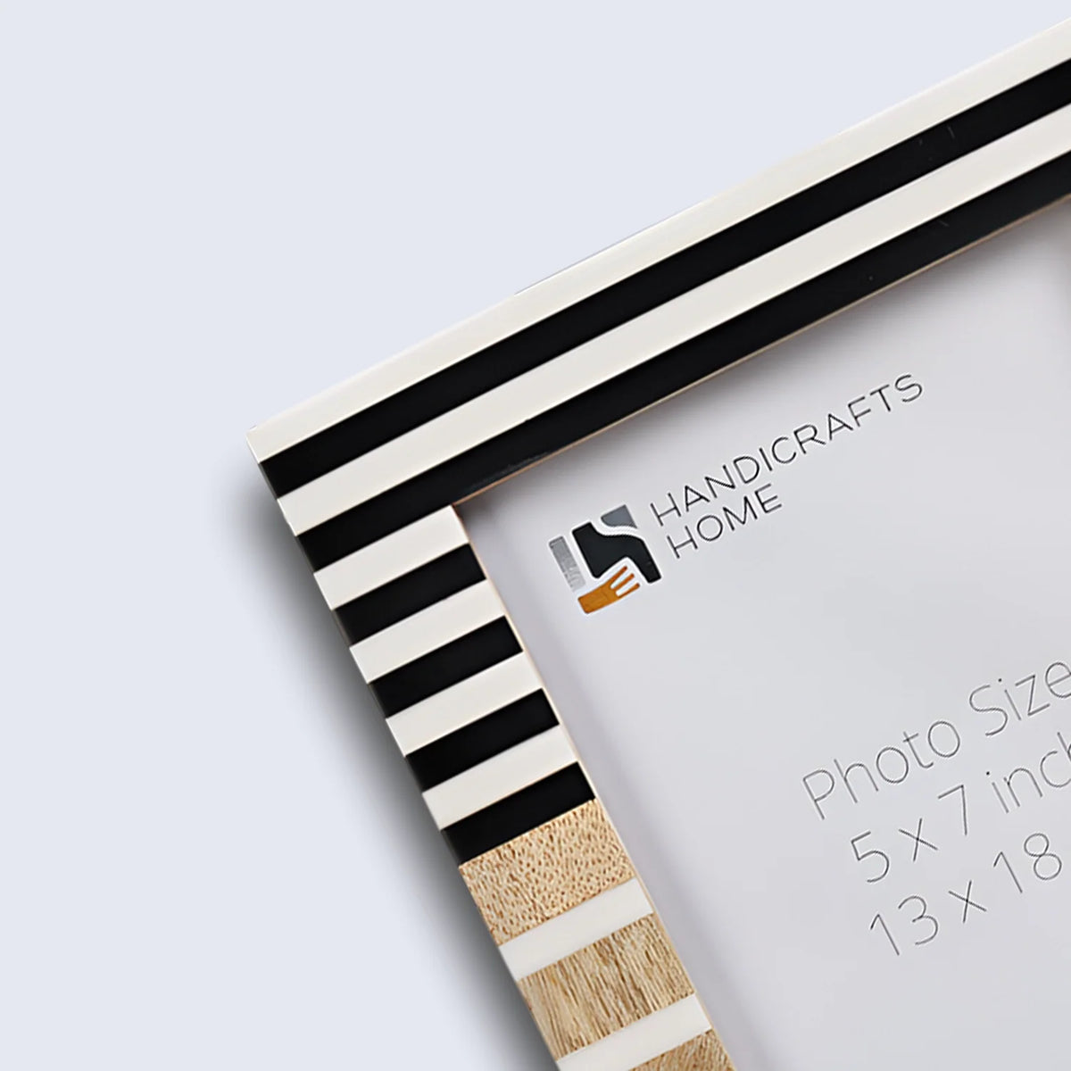 Picture Frame Stripewood Collection Wood &amp; Resin Inlay Black &amp; White – 4x6 &amp; 5x7"