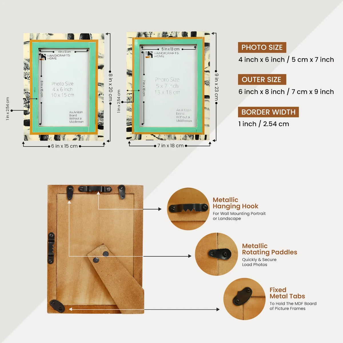Picture Frames Abstract Ink Art Collection Resin Inlay - Green, 4x6 &amp; 5x7