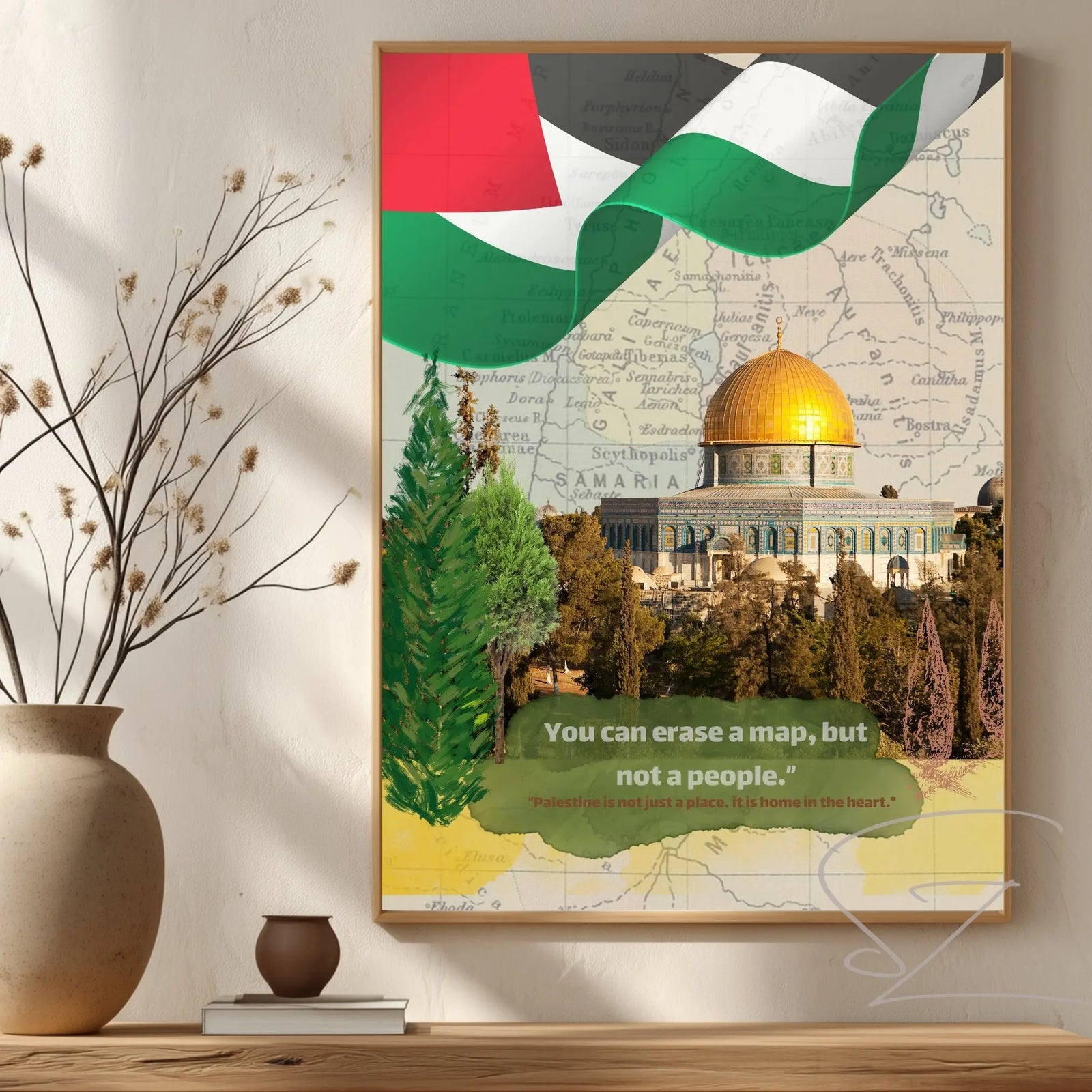 Heart Palestine Calligraphy Poster - Islamic Solidarity Wall Art - SZHeritage