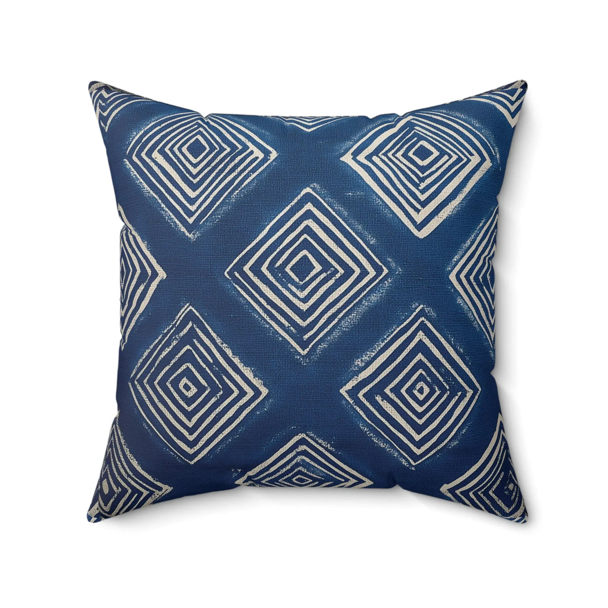Indigo Diamond Faux Suede Cushion - Geometric Throw Pillow - SZHeritage