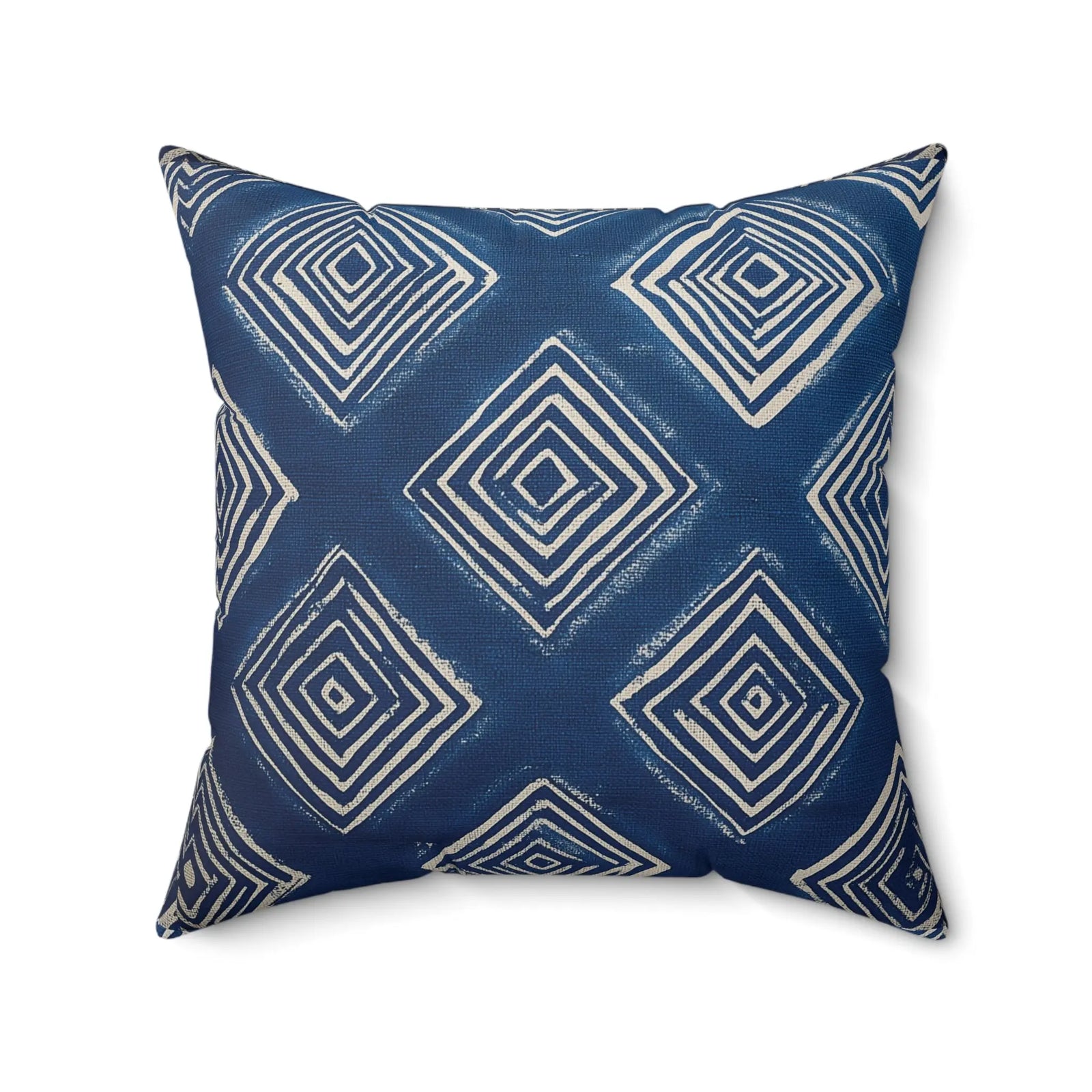 Indigo Diamond Faux Suede Cushion - Geometric Throw Pillow - SZHeritage