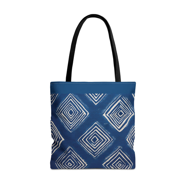 Indigo Shibori Tote Bag - Geometric Japanese Pattern Canvas Bag - SZHeritage