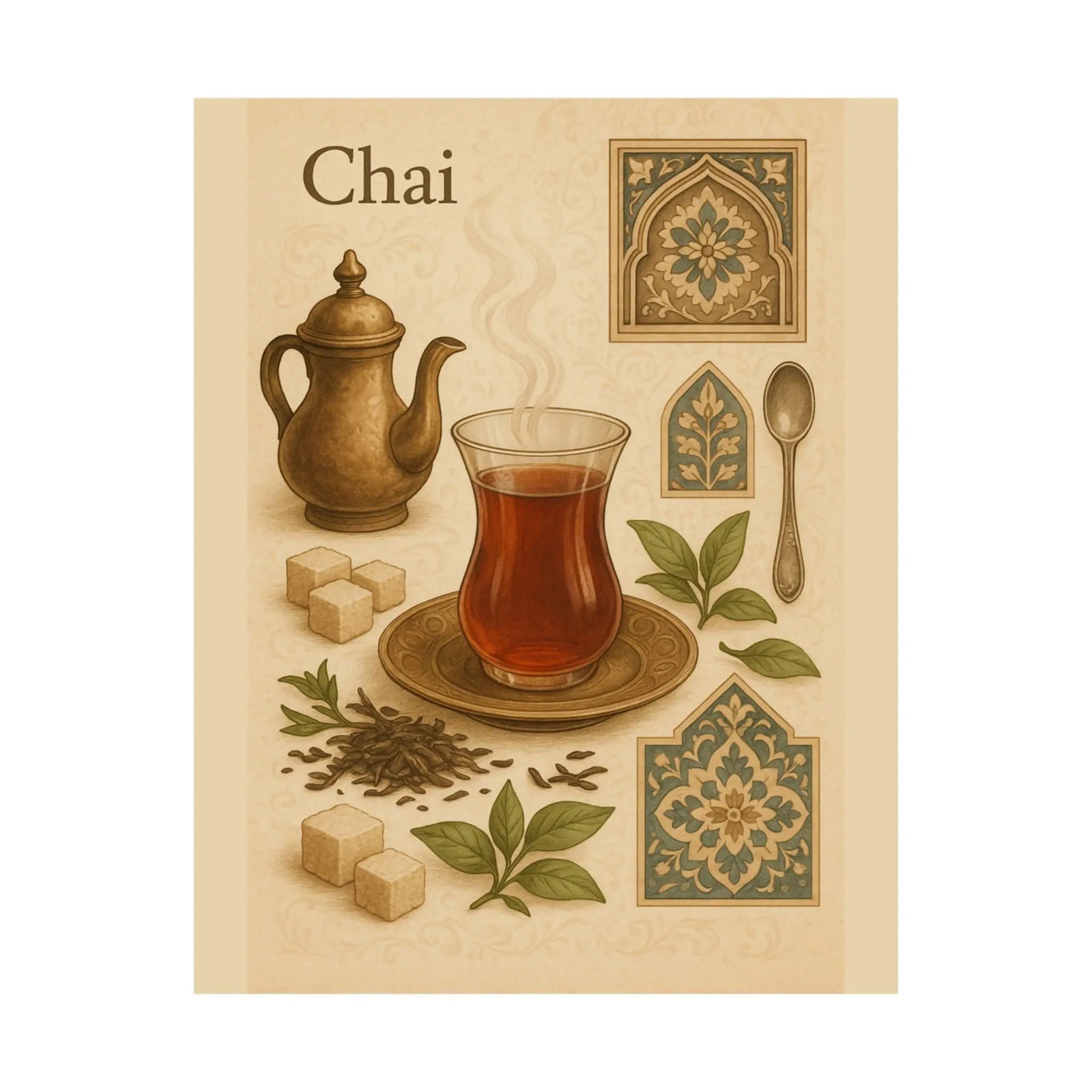 Kehwa Chai Kitchen Wall Art - Desi Heritage Tea Poster Print - SZHeritage