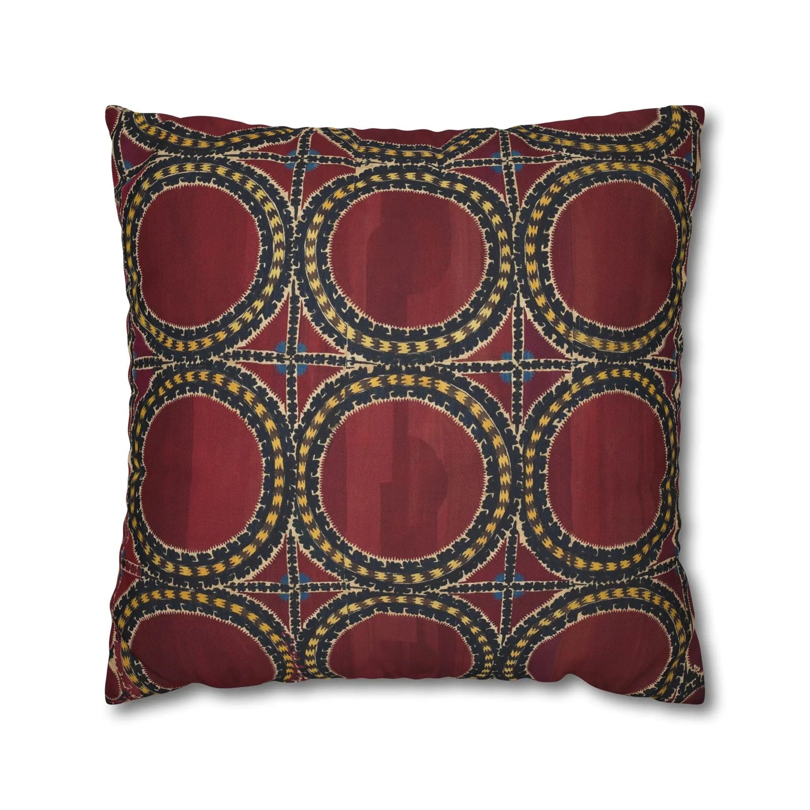 Ottoman Medallion Cushion Cover - Maroon Gold Heritage Throw Pillow - SZHeritage